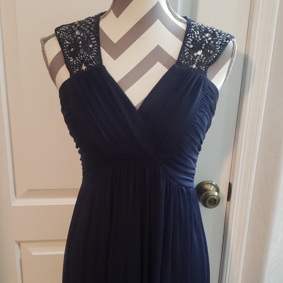 Nightway Navy Blue Gown - Picture 2 of 8